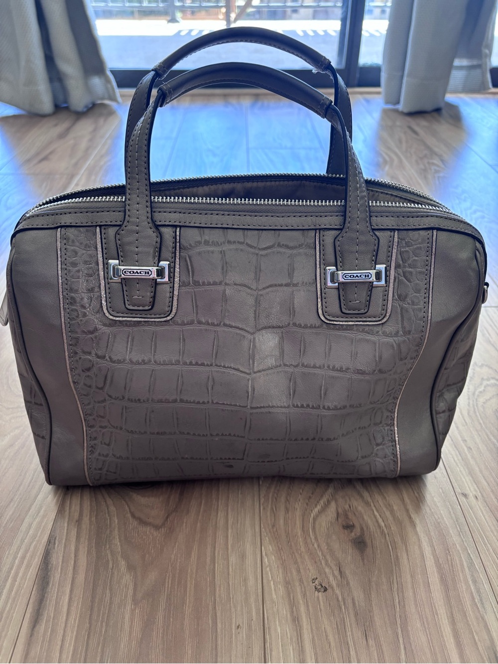 Coach Taylor Croc-Embossed Leather Satchel